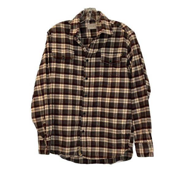 JACHS  Men’s Flannel Shirt Medium Button Up Long Sleeve Plaid - Picture 1 of 7